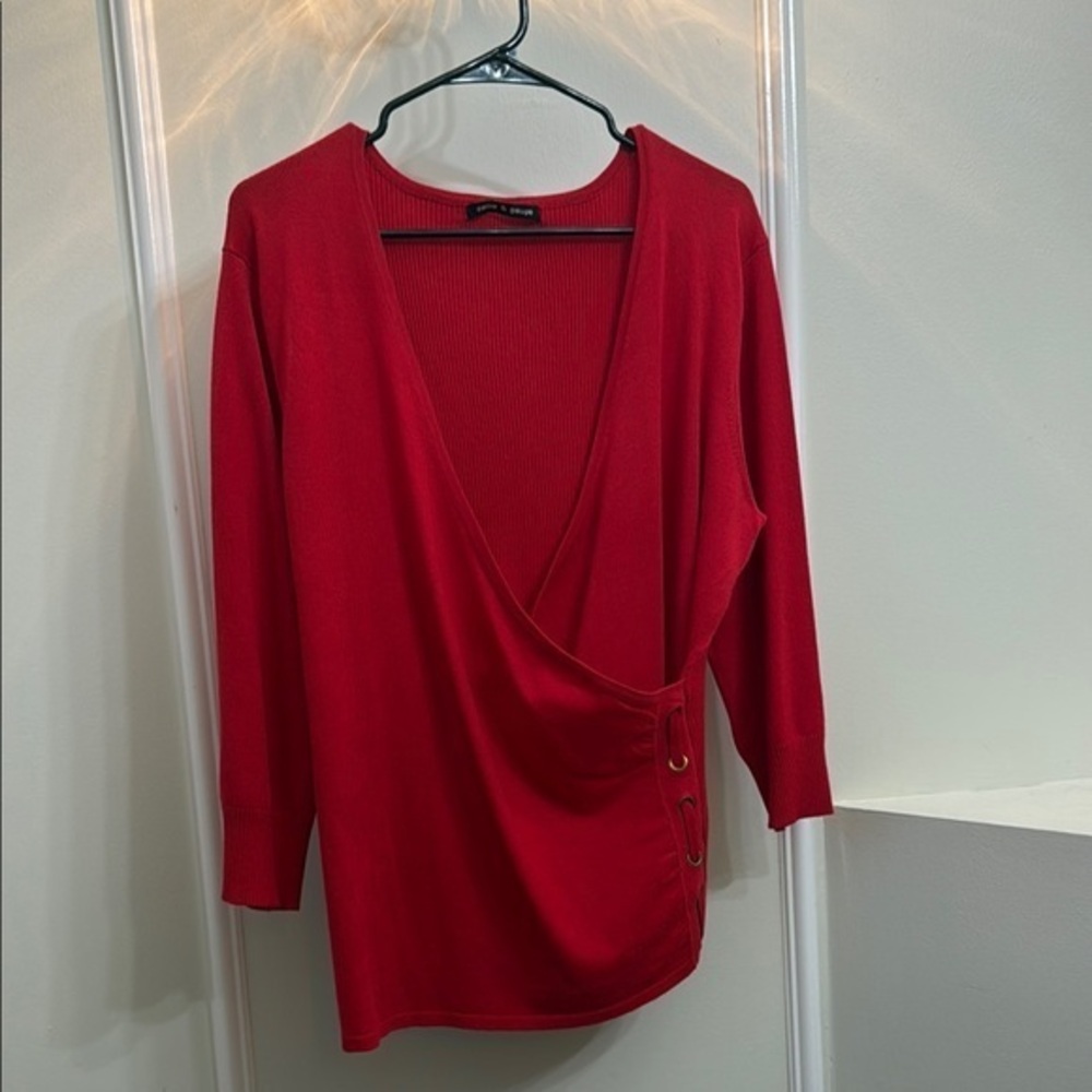 Cable & Gauge Scarlet Wrap Blouse
